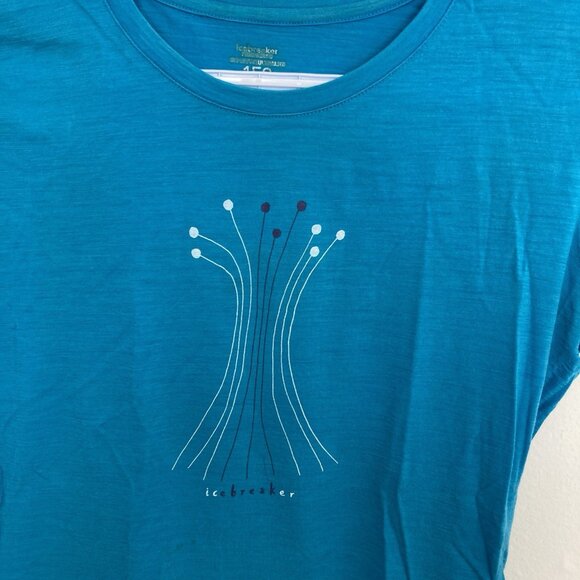 Icebreaker Women’s Merino Wool 150 Ultra fine Blue Floral Size Small - Picture 2 of 5